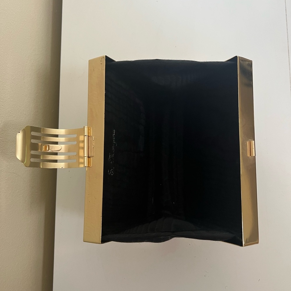 Chic Designer Black and Gold Clutch - Picture 5 of 11
